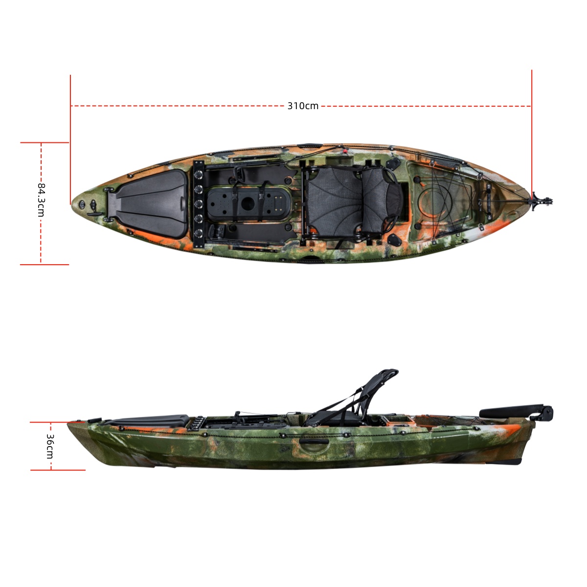 일류 싱글 낚시 카약 플라스틱 보트 낚시, 카누 카약  - Rod Holder Fishing 리뷰 및 가격